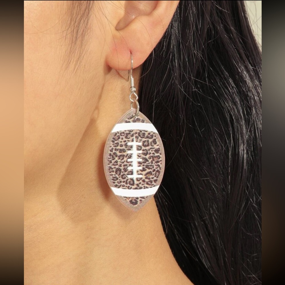 π Awesome Leopard Print Football Drop Earrings π